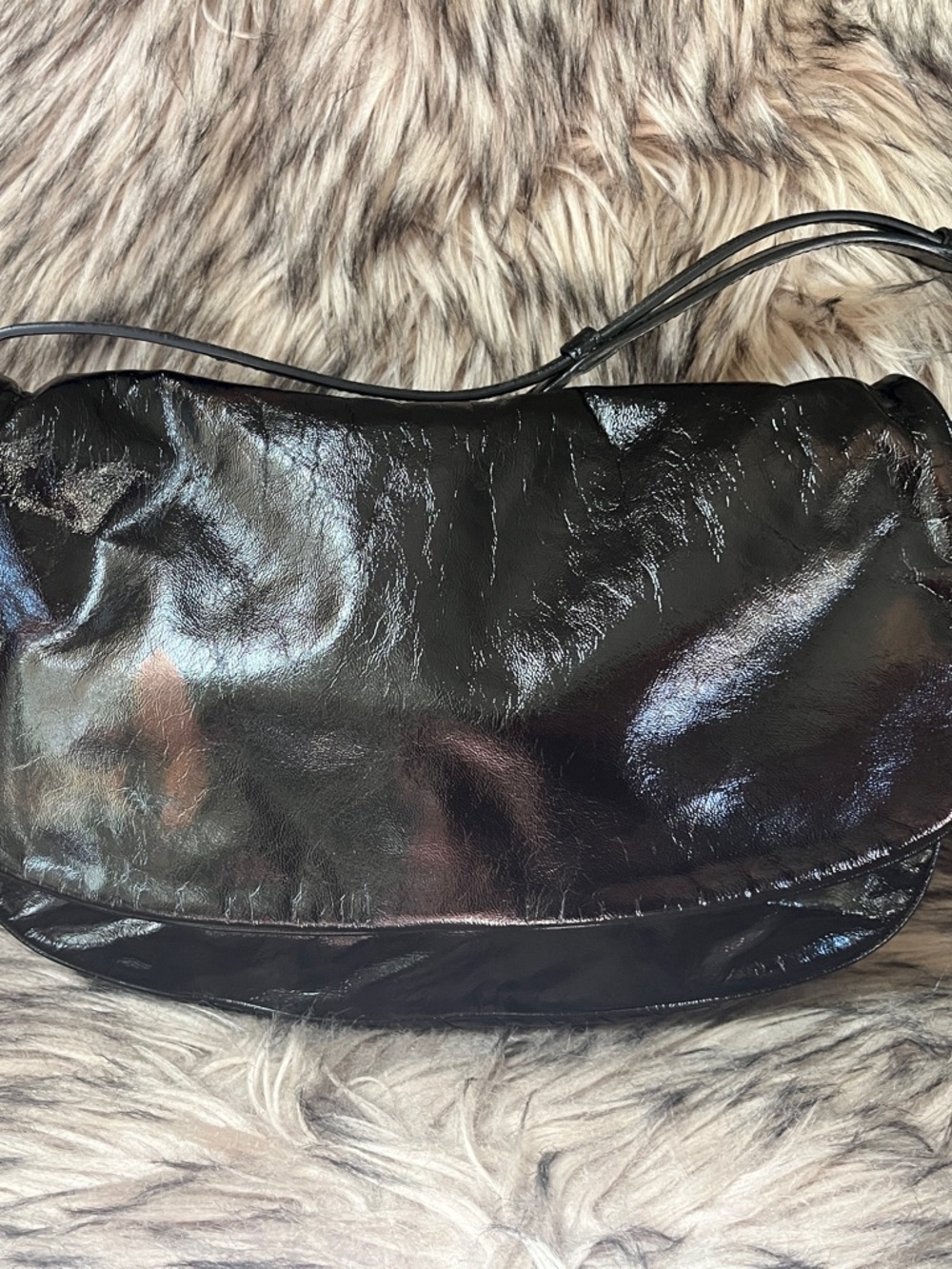 Bottega Veneta Black Patent Shoulder Bag